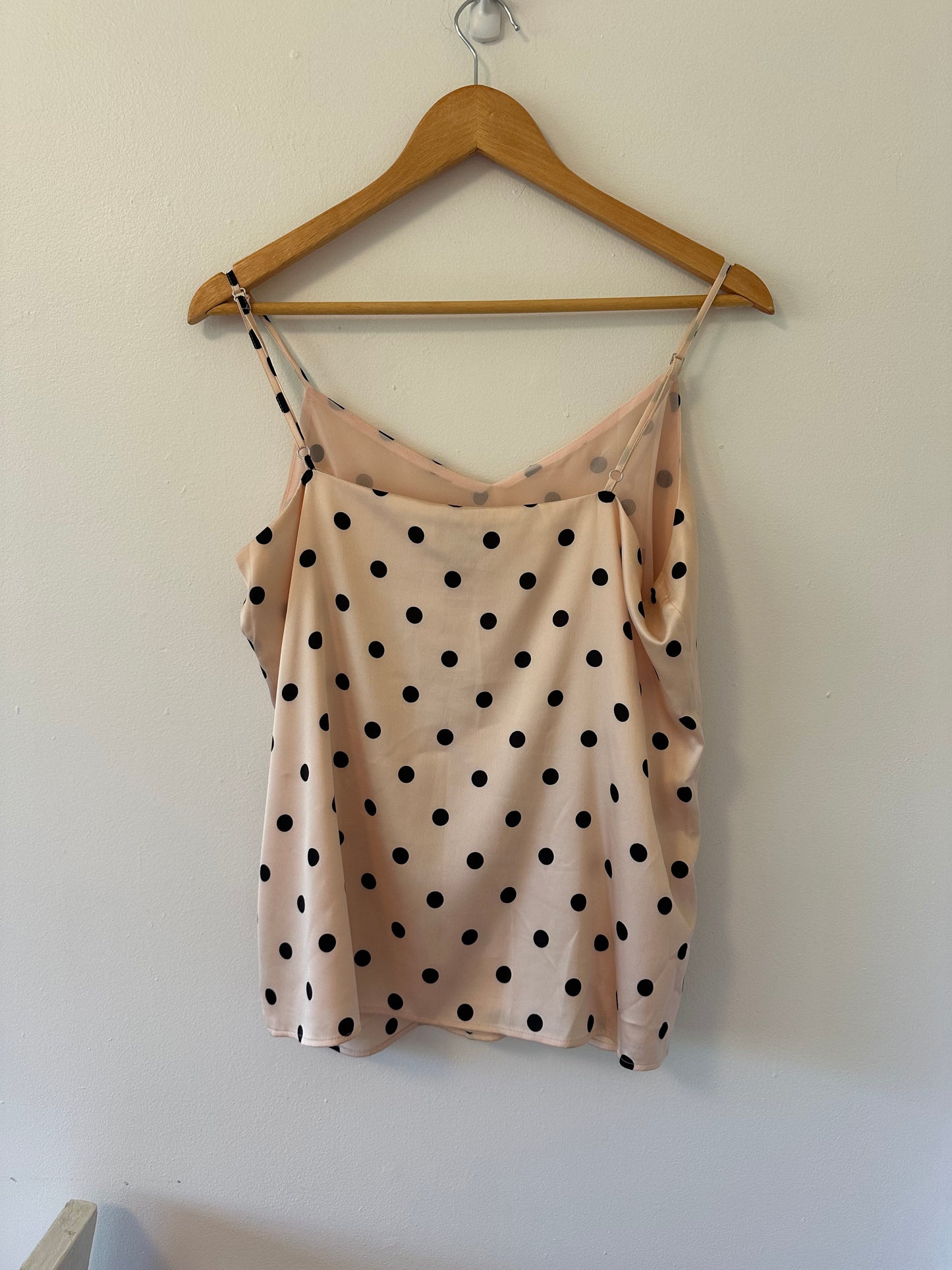 Ann Taylor Polka Dot Spaghetti Strap Top - Pink and Black in Size Medium