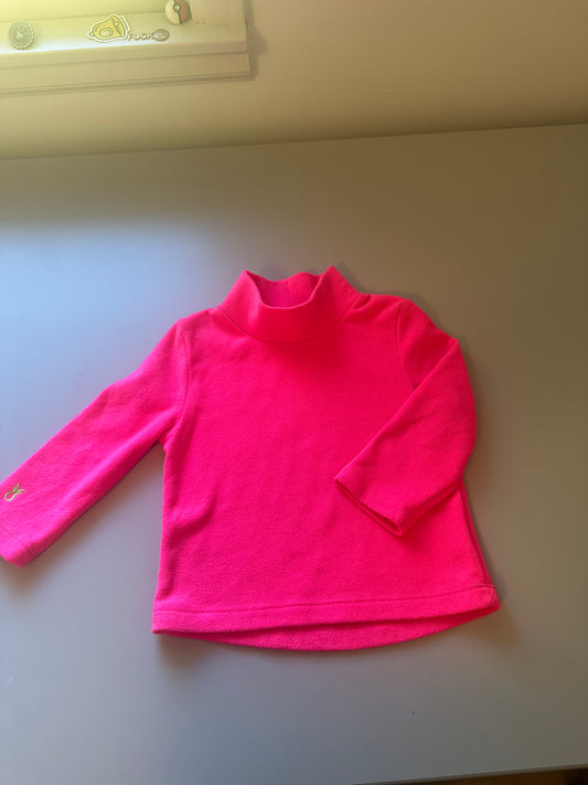 Dudley Stephens Neon Pink Toddler Turtleneck in Vello Fleece | Size 2T