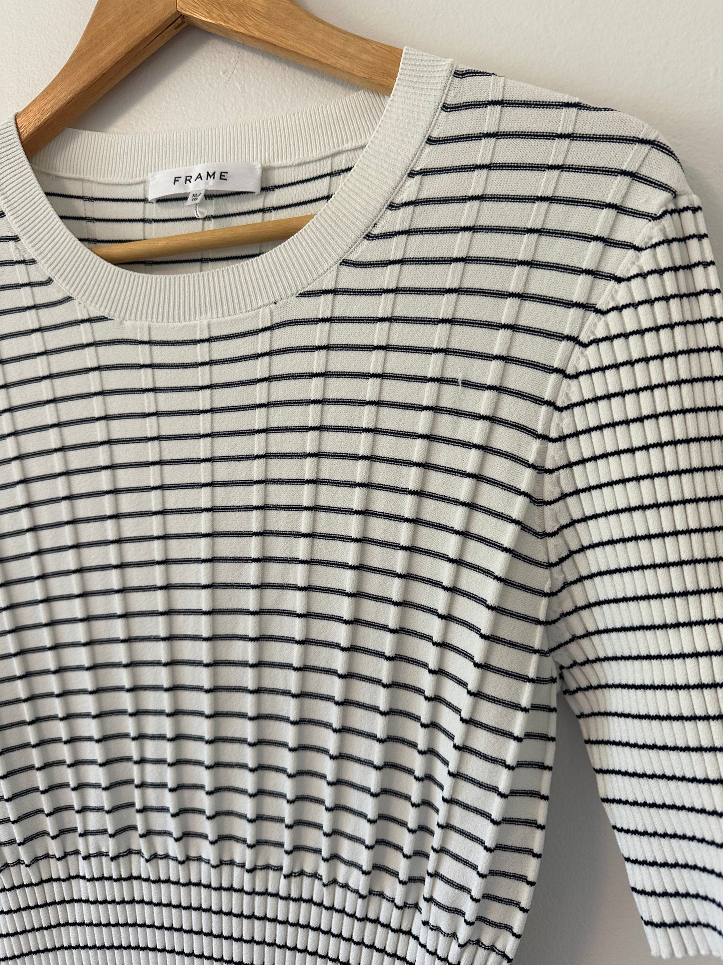 Frame Striped Black and White Knit Mini Dress | Size Extra Large