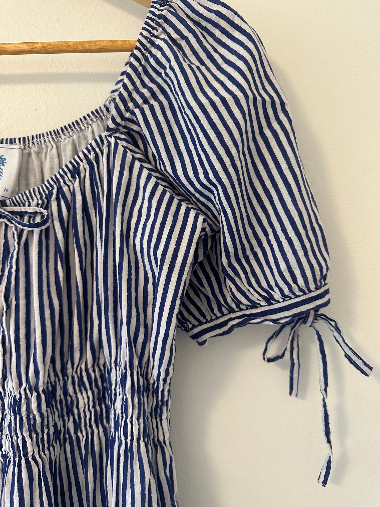 CJ Laing Blue and White Striped Dress Size Medium