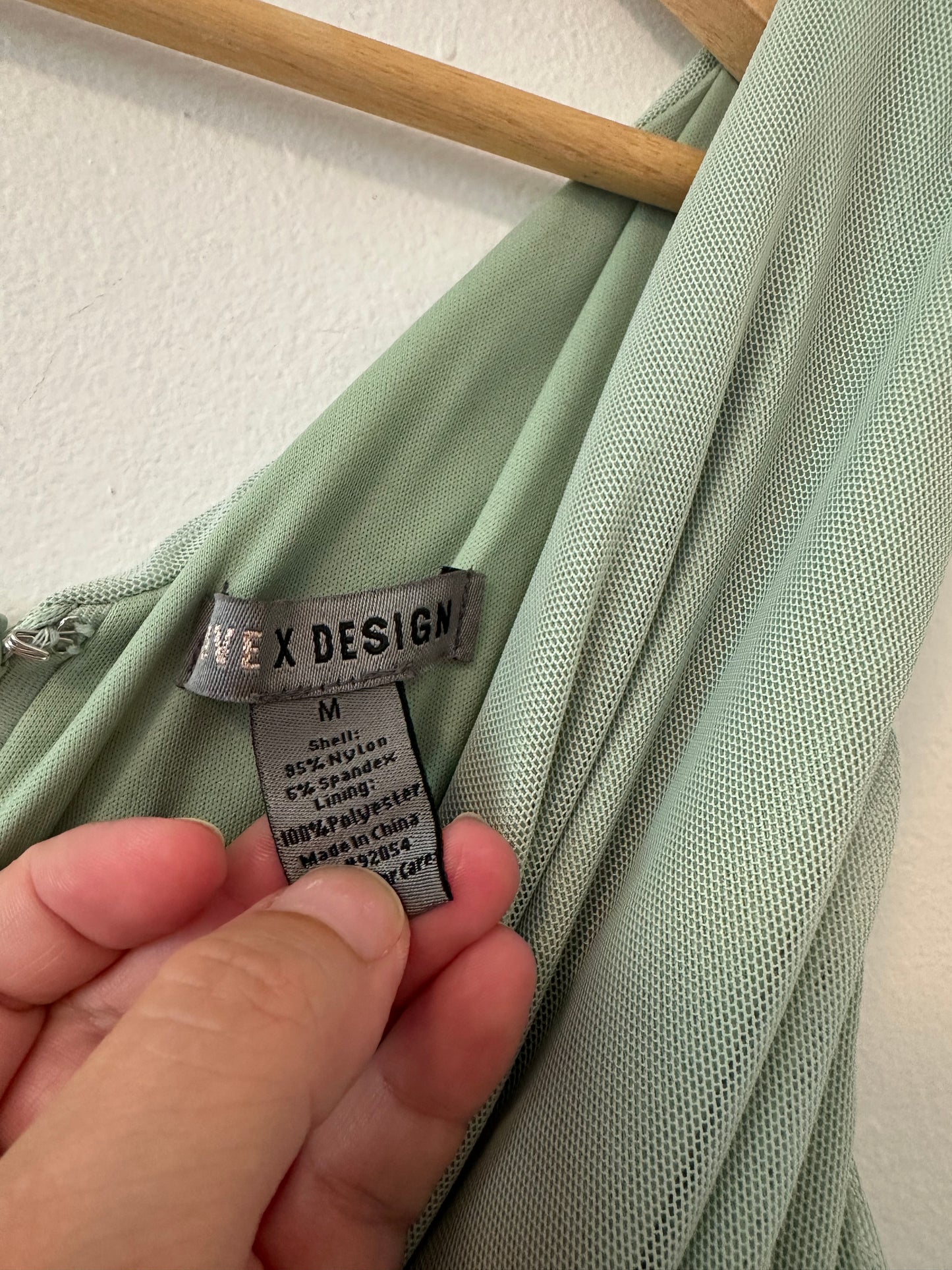 Love X Design One Shoulder Body Con Dress in Sage Green - Size Medium