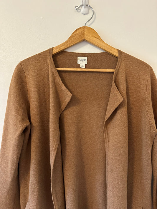 J. Crew Vanessa Camel Open Longline Cardigan Sweater | Size Small