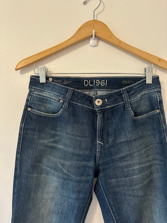 DL1961 Women's Dark Blue Grace High Rise Straight Leg Ankle Jeans - Size 27