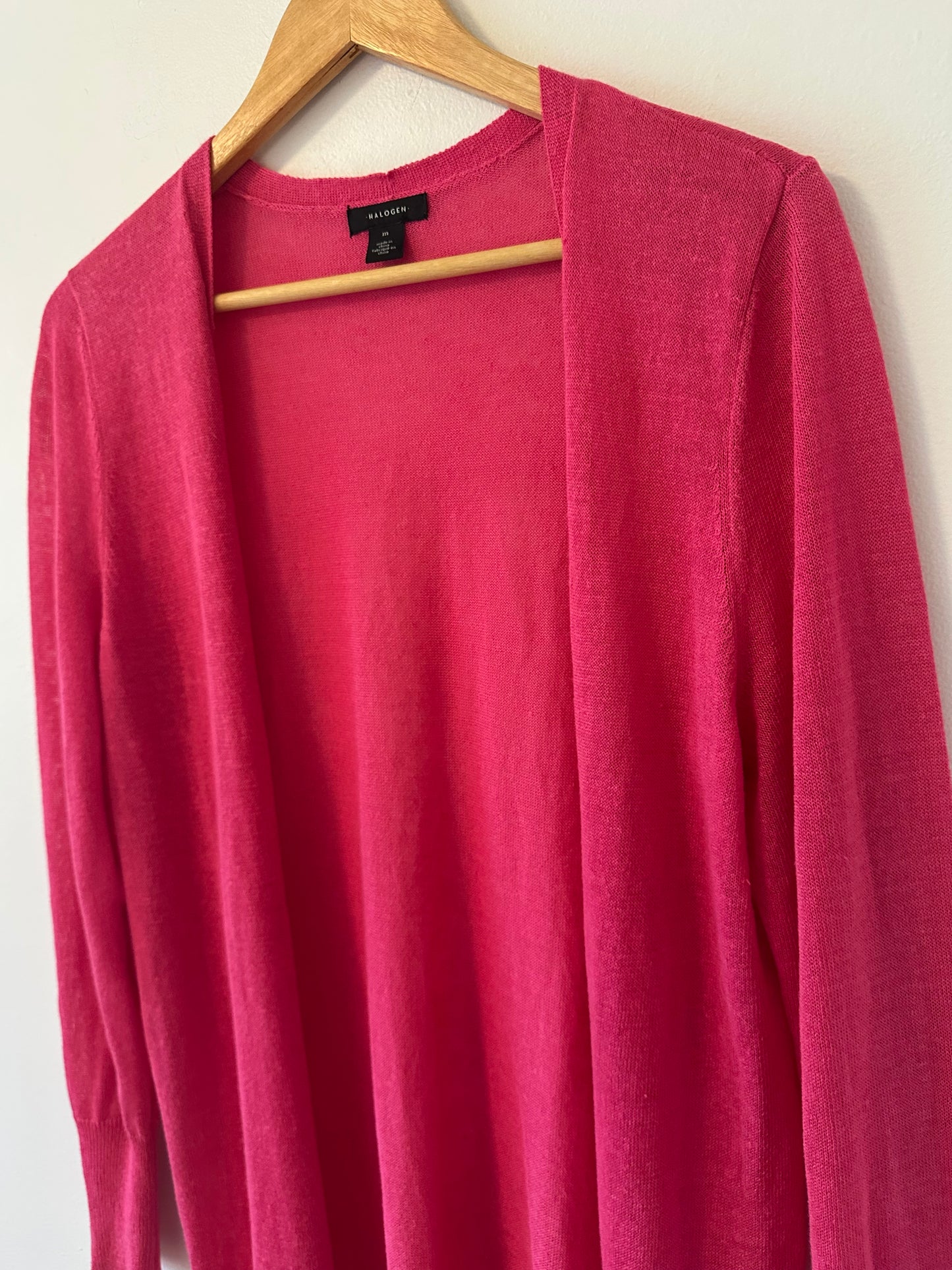 Halogen Lightweight Open Front Tunic Length Cardigan | Size Medium