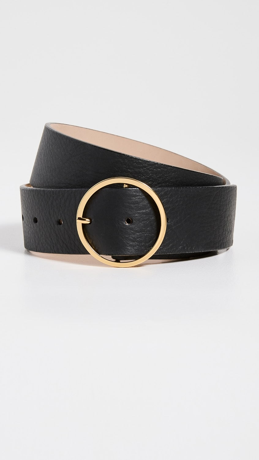 NWT B-Low the Belt Molly Black Belt with Gold Circle Buckle | Size Medium