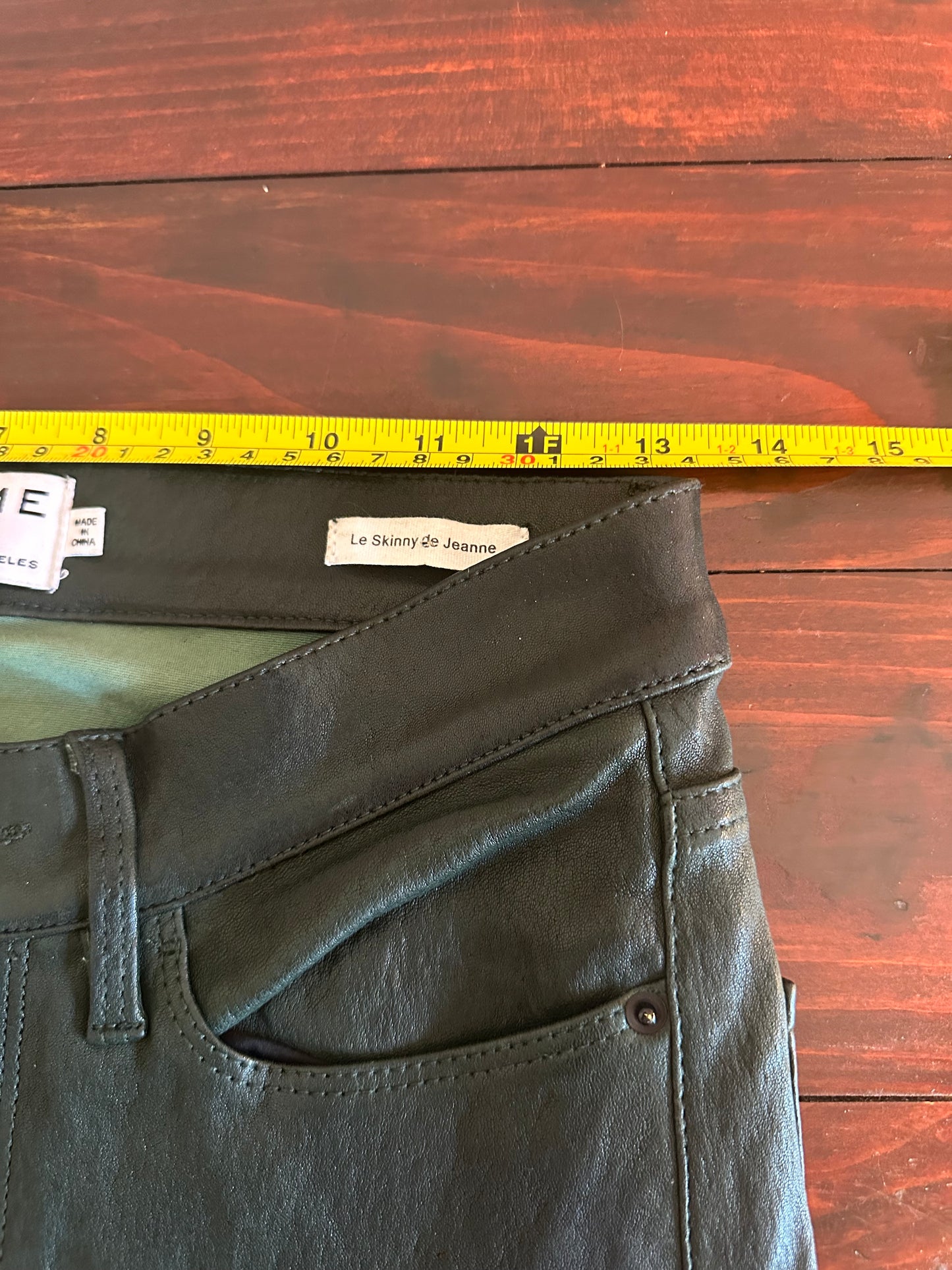 Frame Atelier Dark Green Leather Lamb Skin Pants - Size 26