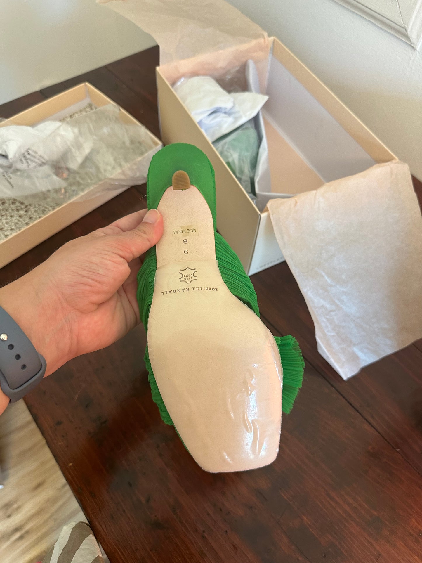 Loeffler Randall Women's Claudia Clover Pleated Bow Mule Sandals Size 9