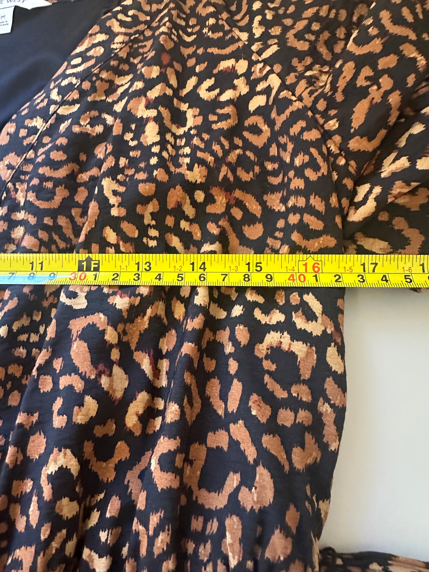 Nine West Puff Sleeve Brown Leopard Print Button Front Mini Dress | Size Medium