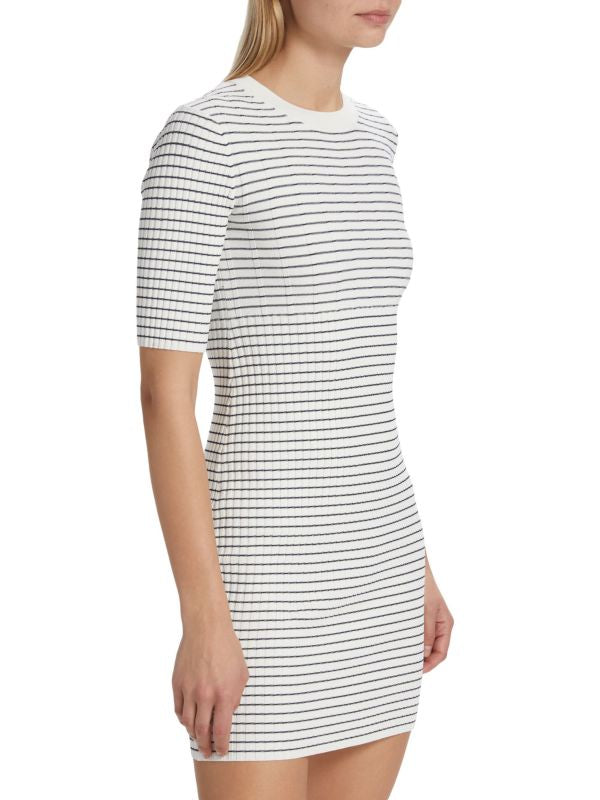 Frame Striped Black and White Knit Mini Dress | Size Extra Large