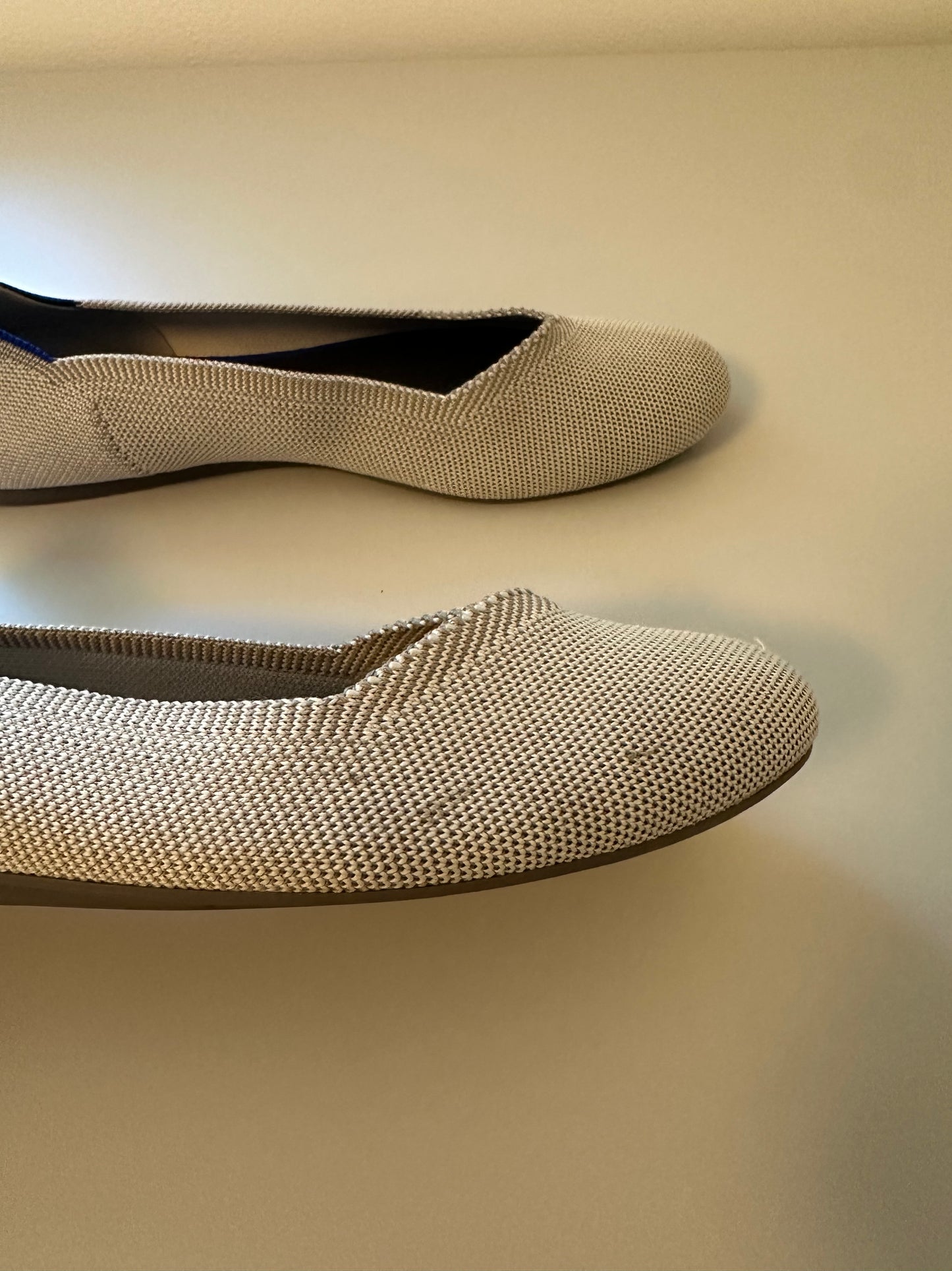 Rothy's The Flat Round Toe Birdseye Cream Flats in Flax | Size 10.5