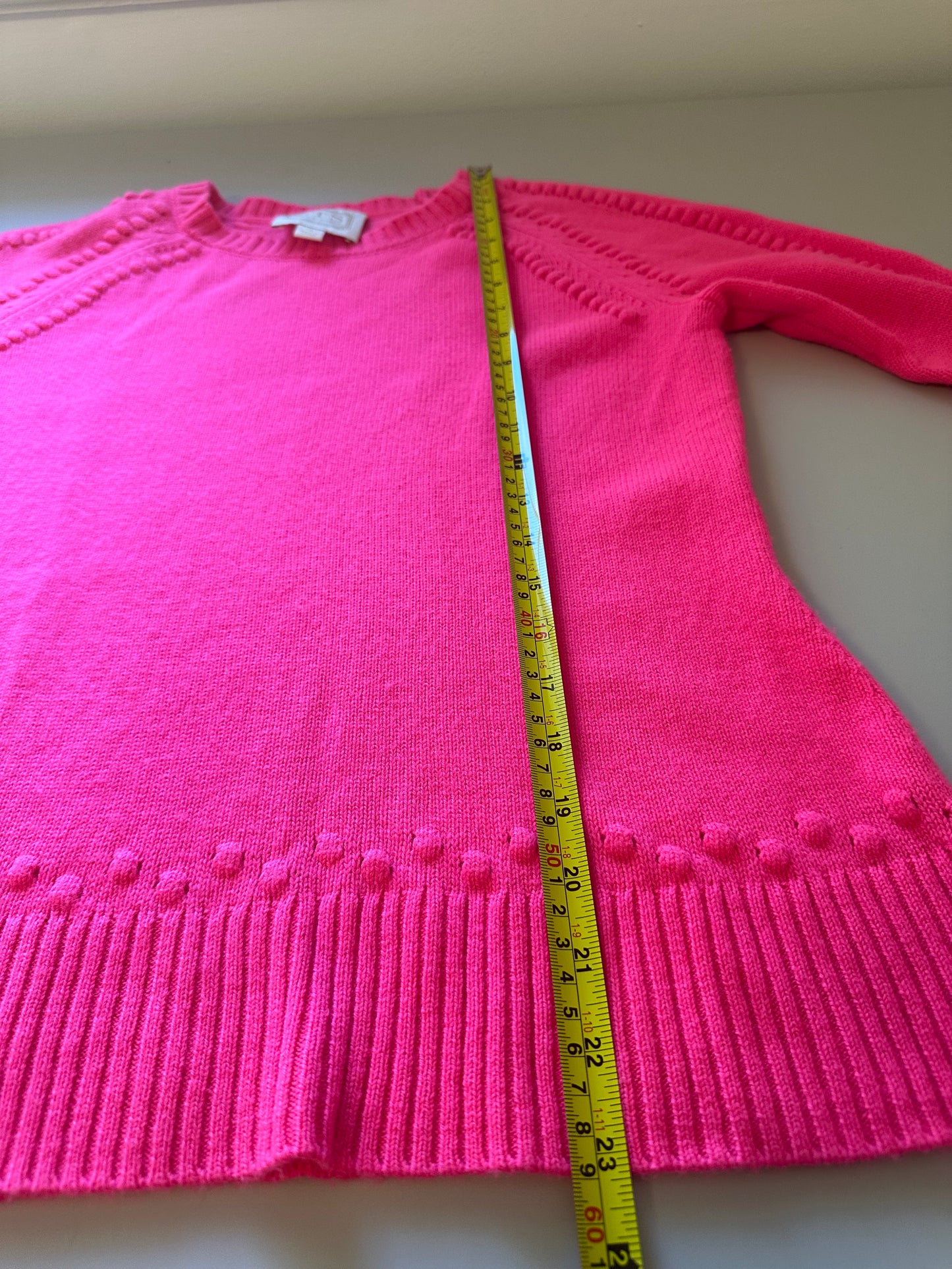 Sail to Sable Bright Pink Crew Neck Wool and Cashmere Sweater | Size Small