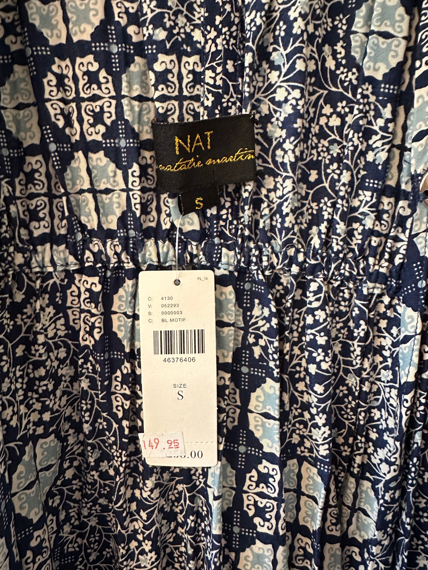 NWT Natalie Martin NAT Nico Navy and White Floral Maxi Dress | Size Small
