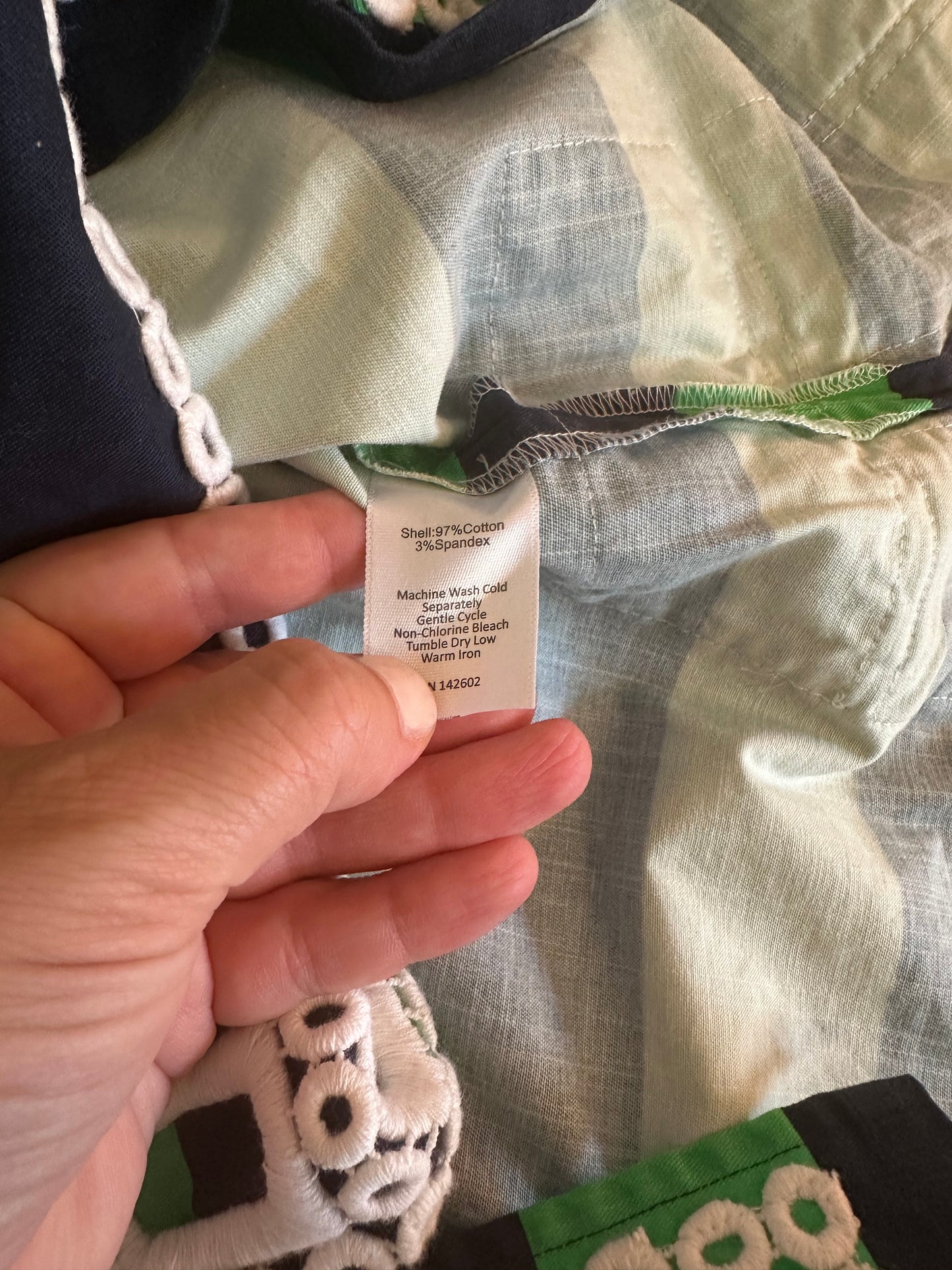 Sail to Sable Green and Navy Embroidered Dress Size Medium