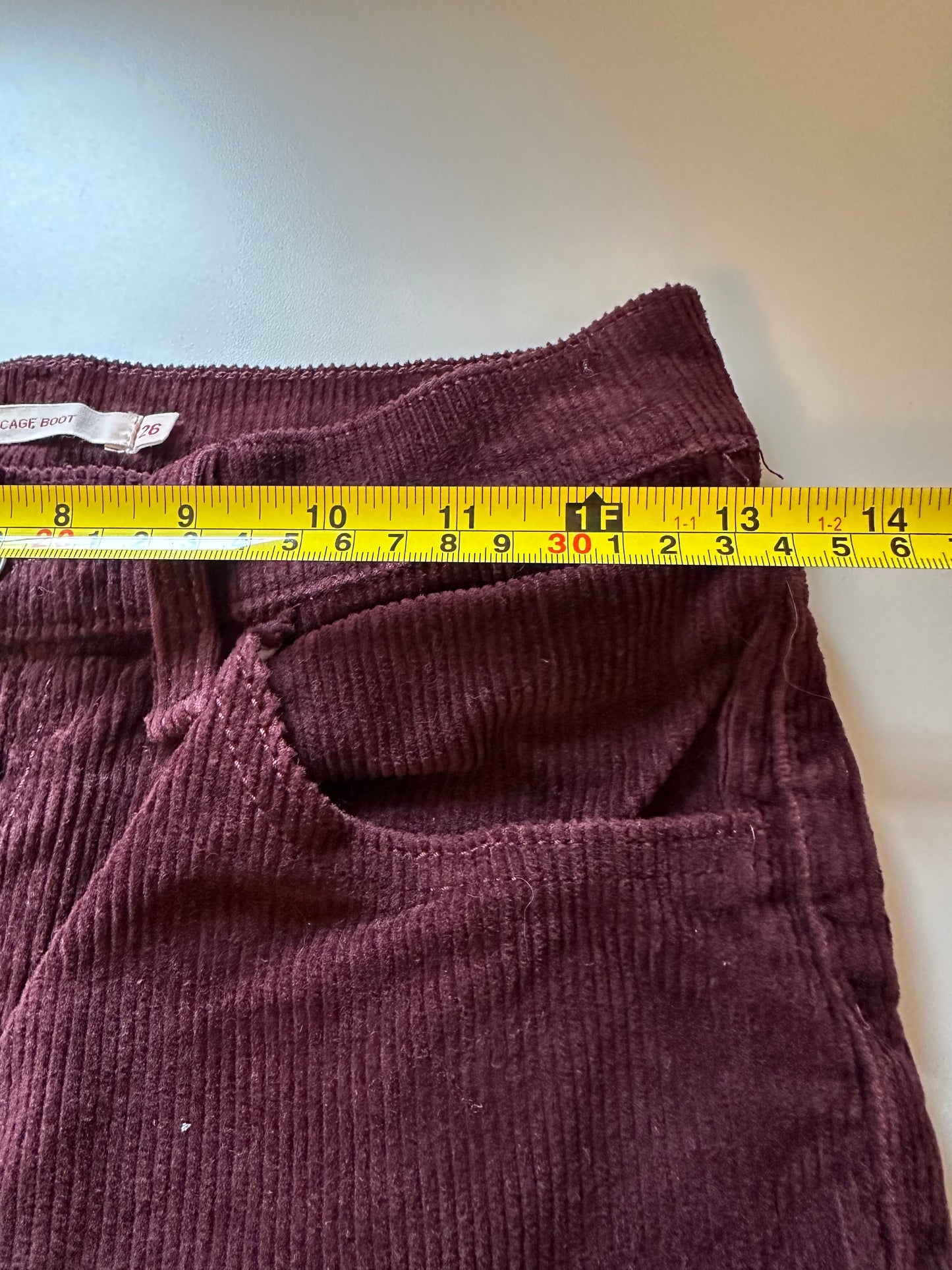 Levi's Ribcage Bootcut Deep Burgundy Corduroy Jeans | Size 26