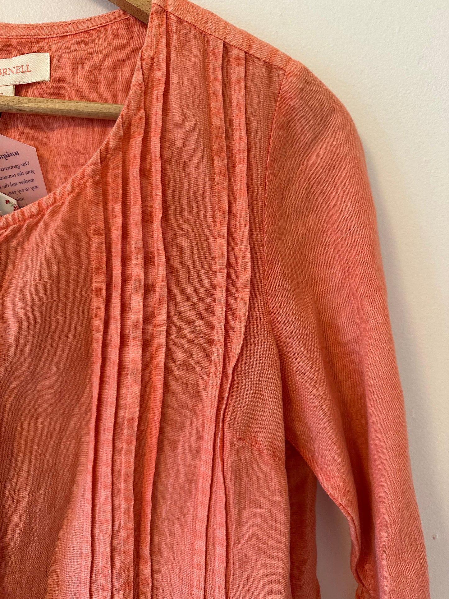 April Cornell Linen/Cotton Orange Button-Up Top Size XXS