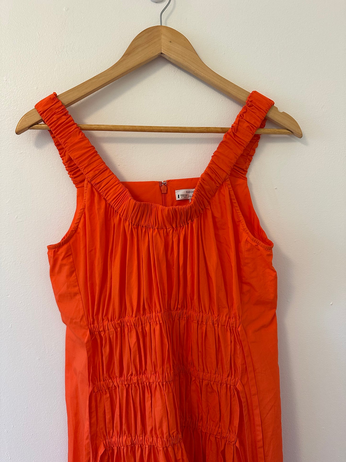Eudon Choi Midi Tiered Orange Dress - Size 6