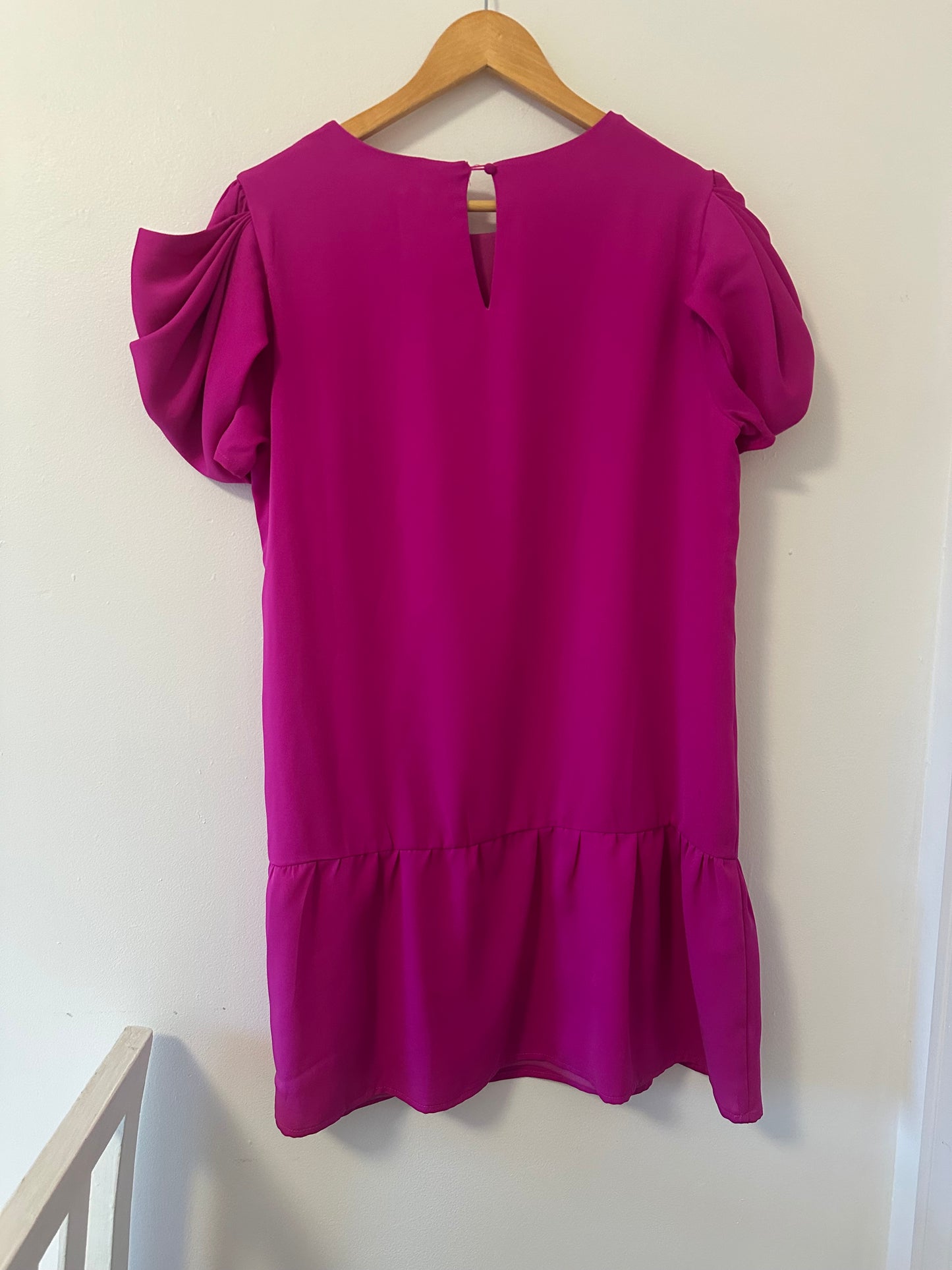 NWT Women's Pink Ruffle Sleeve Mini Dress Size Large