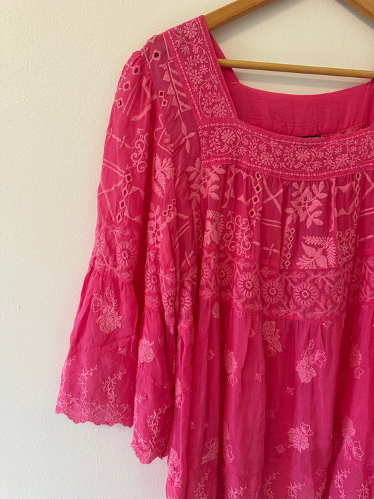 NWT Johnny Was Odette Blouse in Raspberry Sorbet - Size Large