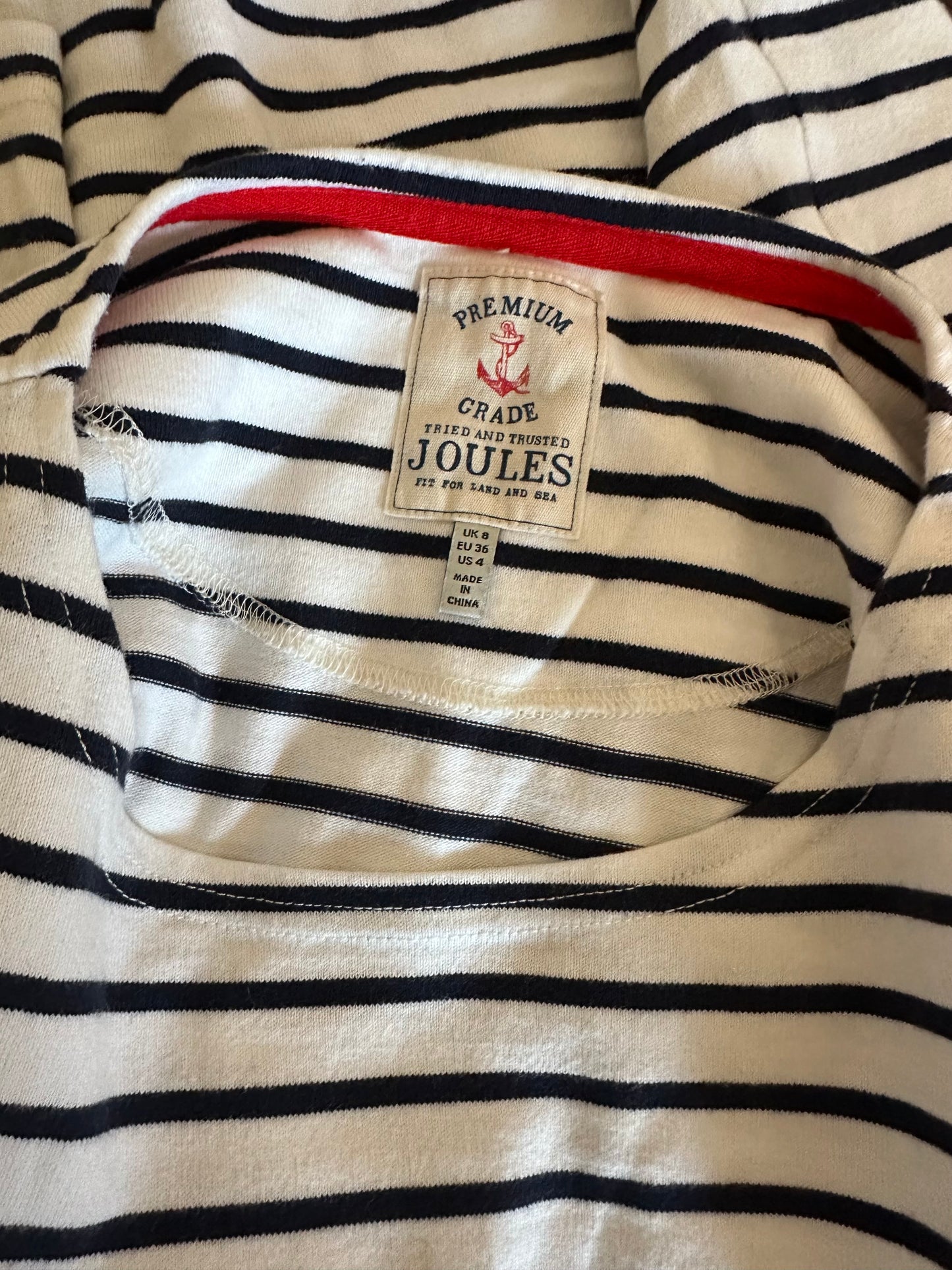 Joules Boatneck Striped Black and White Long Sleeve Top Size 4