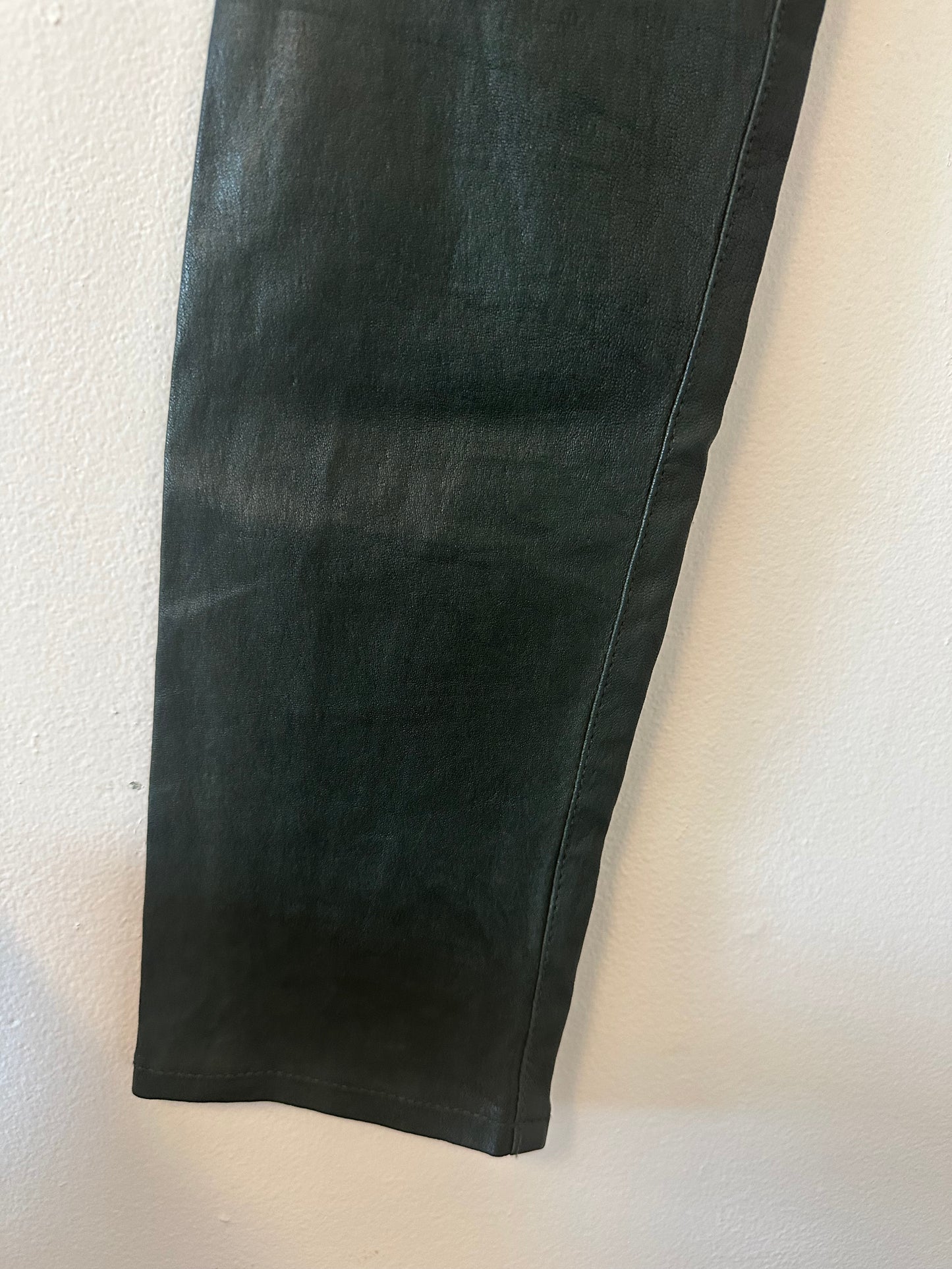 Frame Atelier Dark Green Leather Lamb Skin Pants - Size 26