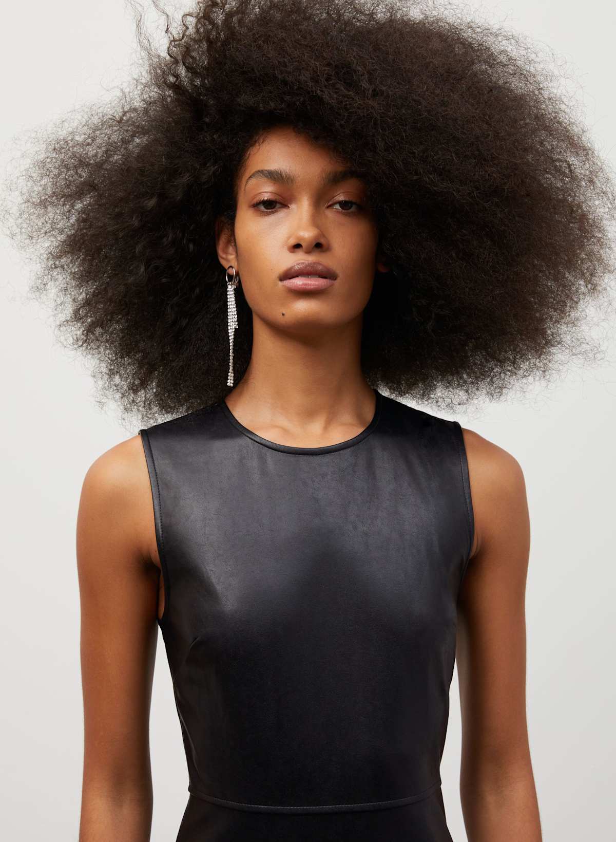 NWT Aritzia Cannes Black Crewneck Faux Leather Mini Dress - Size 6