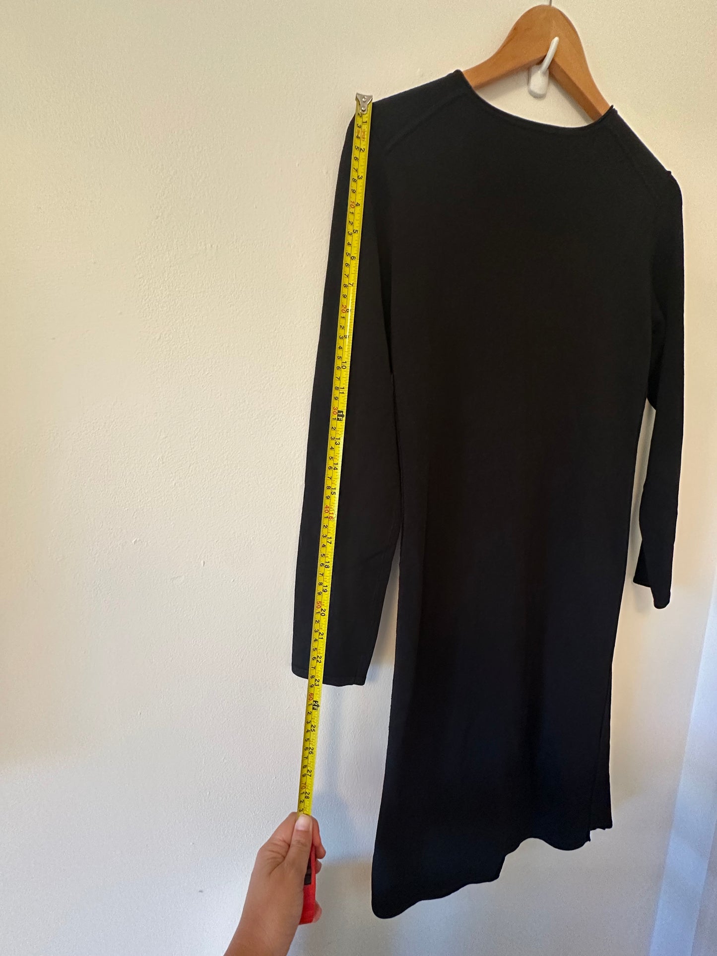 Vince Fitted Long Sleeve Knit Dress in Black - Size Medium