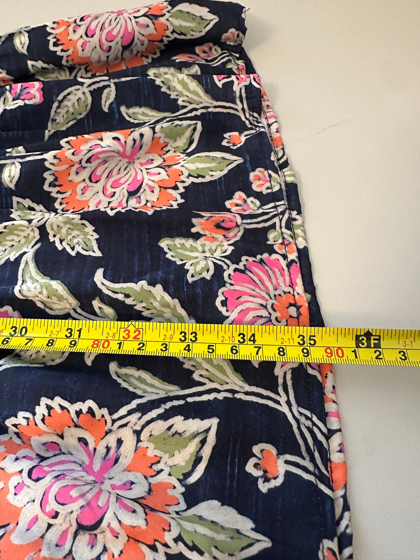 THML Navy Floral Ruffle V-Neck Mini Dress | Size Medium
