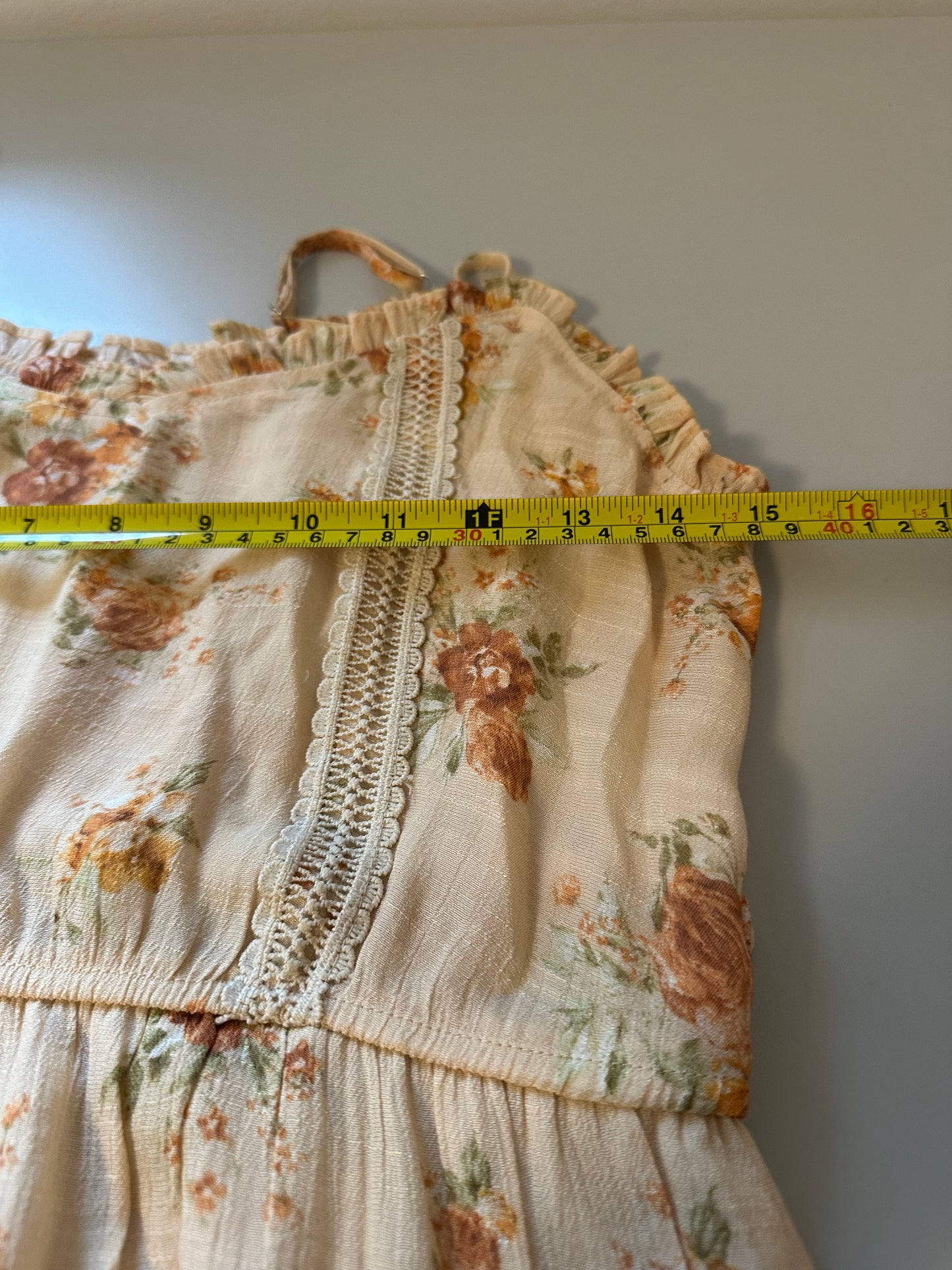 Mine - Floral Beige Maxi Dress | Size Small