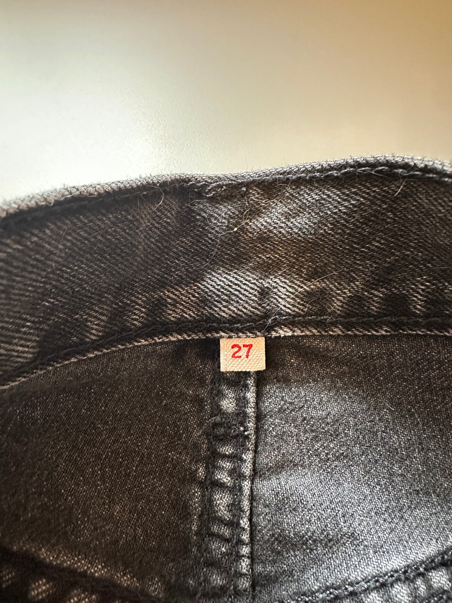 Levi's Black Distressed Hem Denim Mini Jean Skirt | Size 27