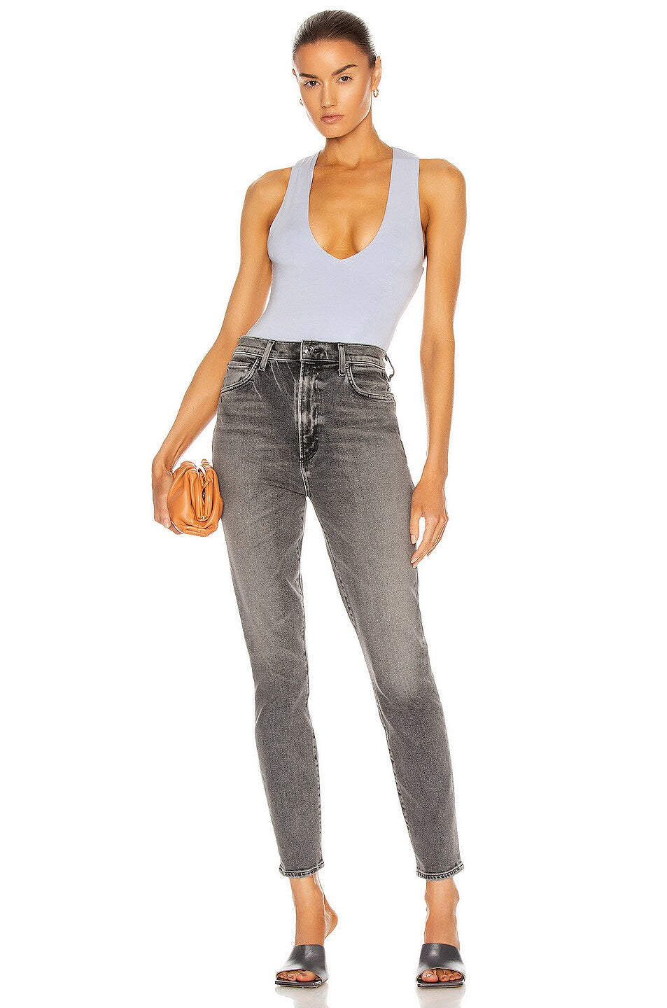 Agolde Pinch Waist High Rise Charcoal Skinny Jeans in Interlude - Size 24