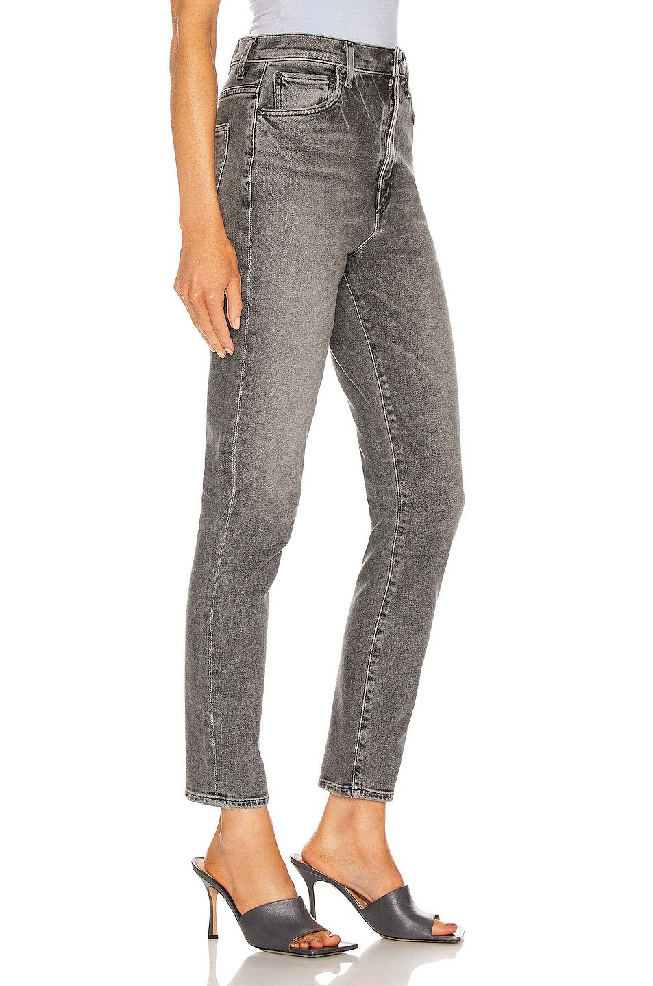 Agolde Pinch Waist High Rise Charcoal Skinny Jeans in Interlude - Size 24