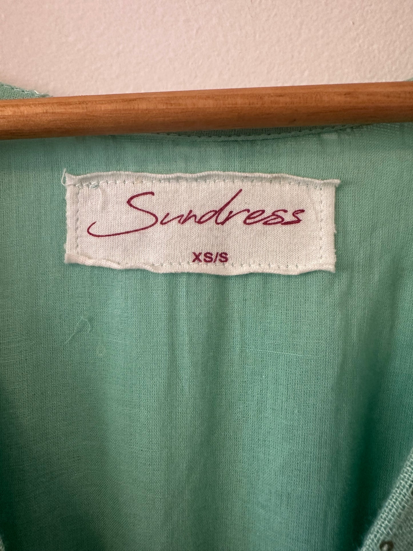 Sundress Long Sleeve Mint Green Wrap Maxi Dress | Size XS/S