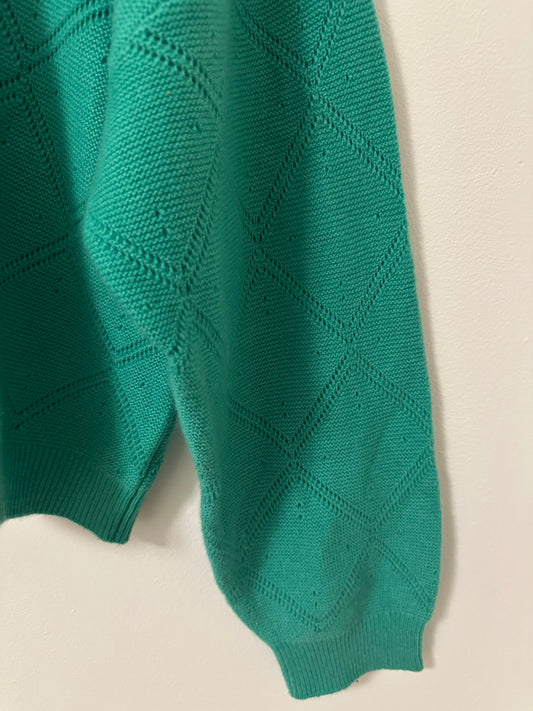 Vineyard Vines Women's Teal Pointelle Cashmere Sweater | Size XL