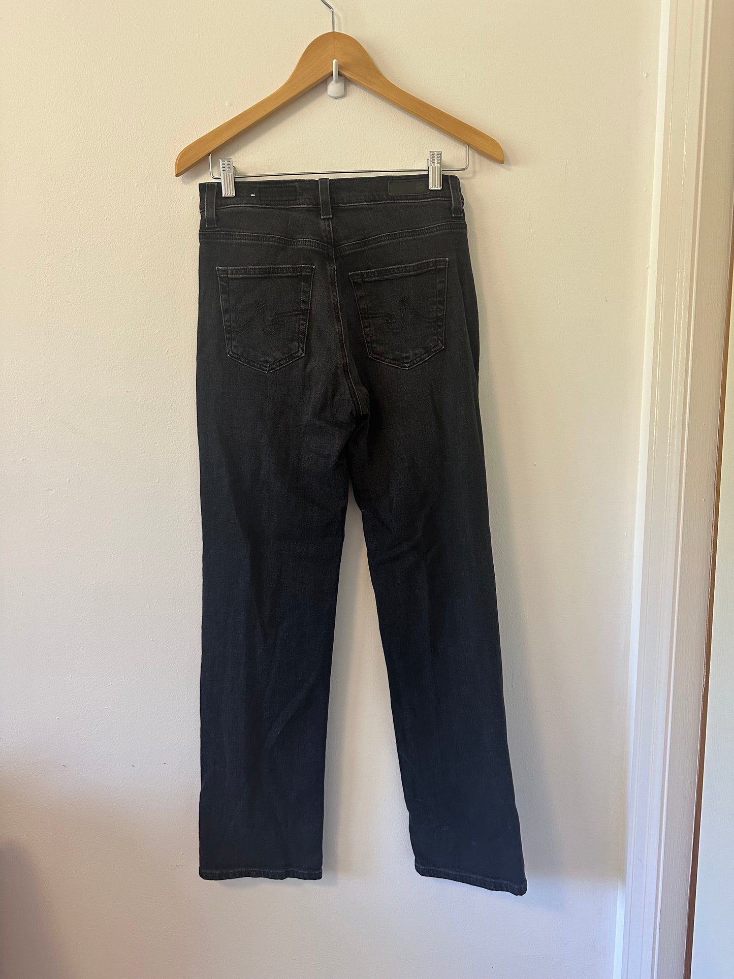AG Adriano Goldschmied Brinkley Straight Leg Mid Rise Black Jeans | Size 25
