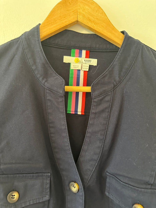 Boden Cecily Short Sleeve Navy Button-Up Dress with Belt - Size 10