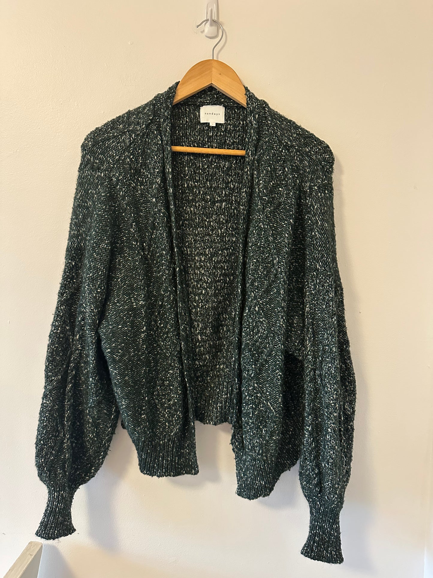 Sundays Forest Green Open Cardigan - Size Small