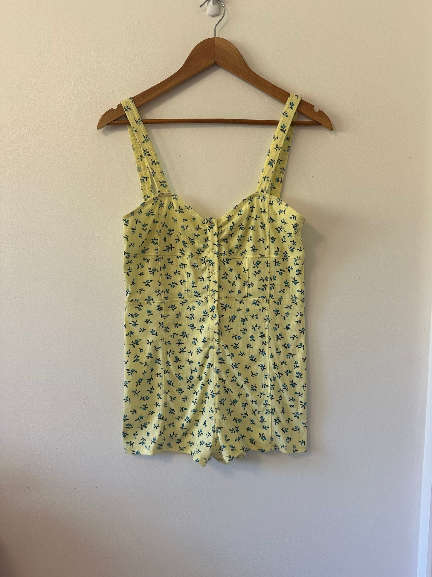 Anthropologie Yellow Floral Women's Pointelle Romper | Size Small