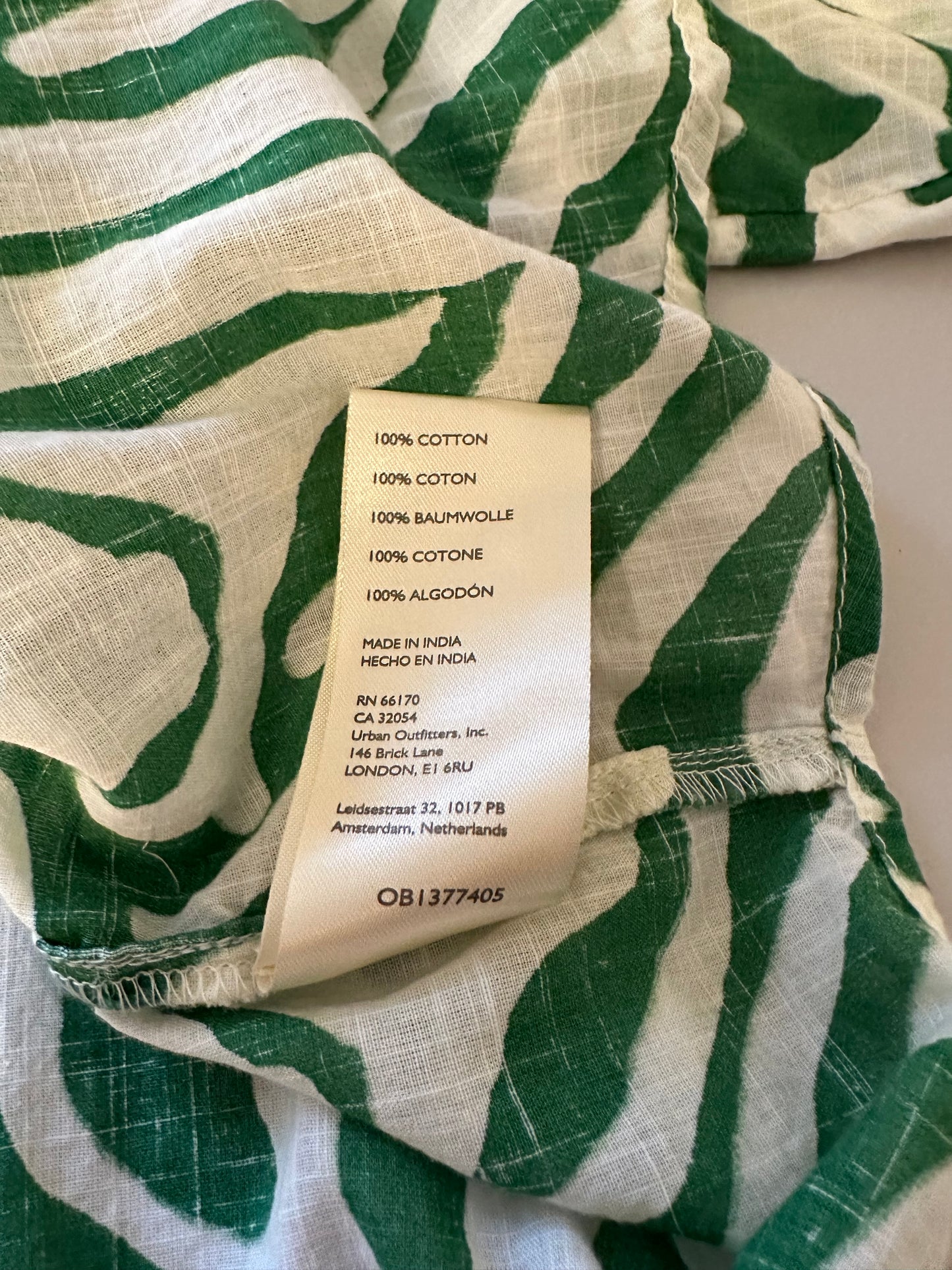 Maeve Anthropologie Green and White Zebra Print Blouse | Size XS