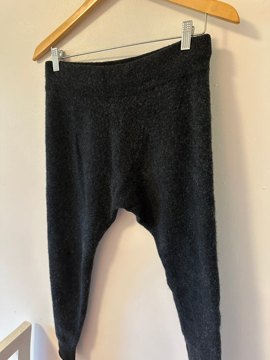 Zara Charcoal Gray Drop Crotch Cashmere Leggings - Size Small