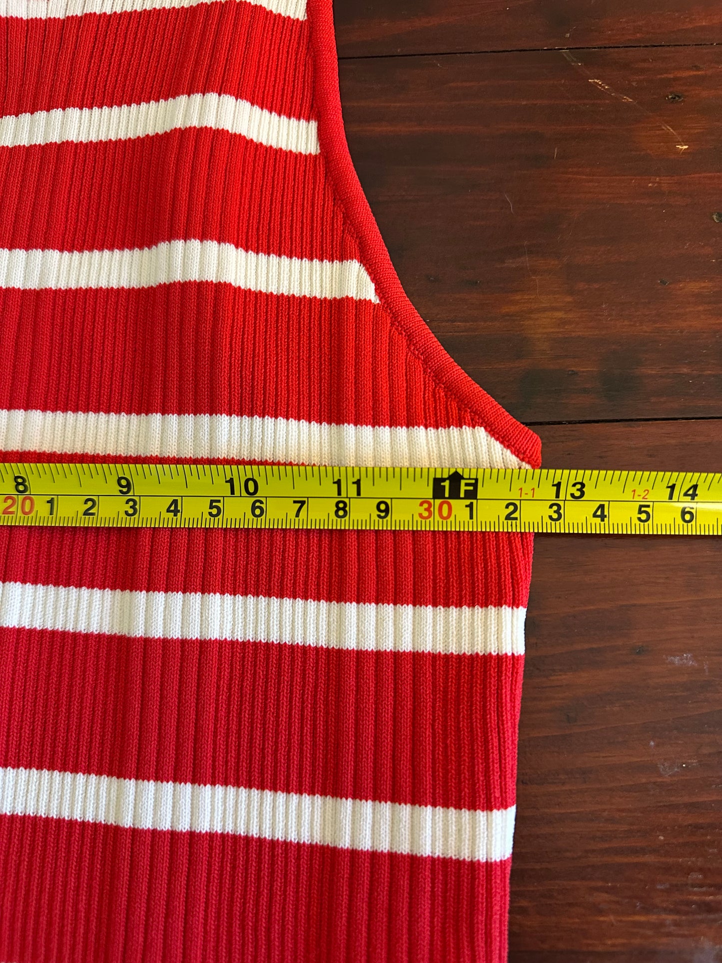 NWT Solid & Striped Red and White Striped Ribbed CarsonTank Top - Size XL