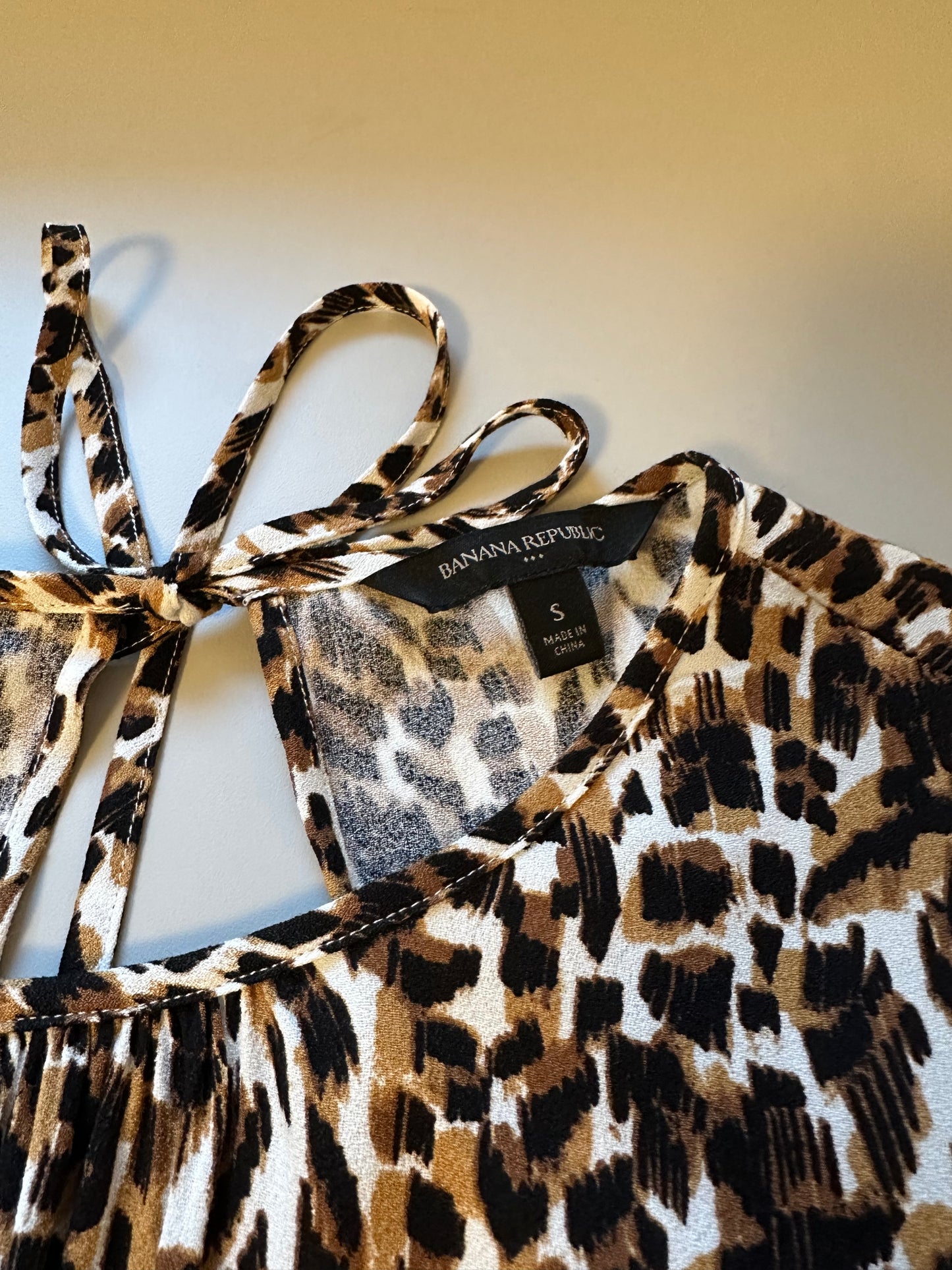 Banana Republic - Leopard Animal Print Maxi Dress with Tie Back | Size Small