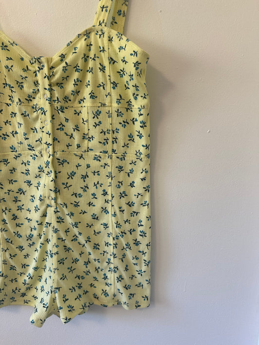 Anthropologie Yellow Floral Women's Pointelle Romper | Size Small