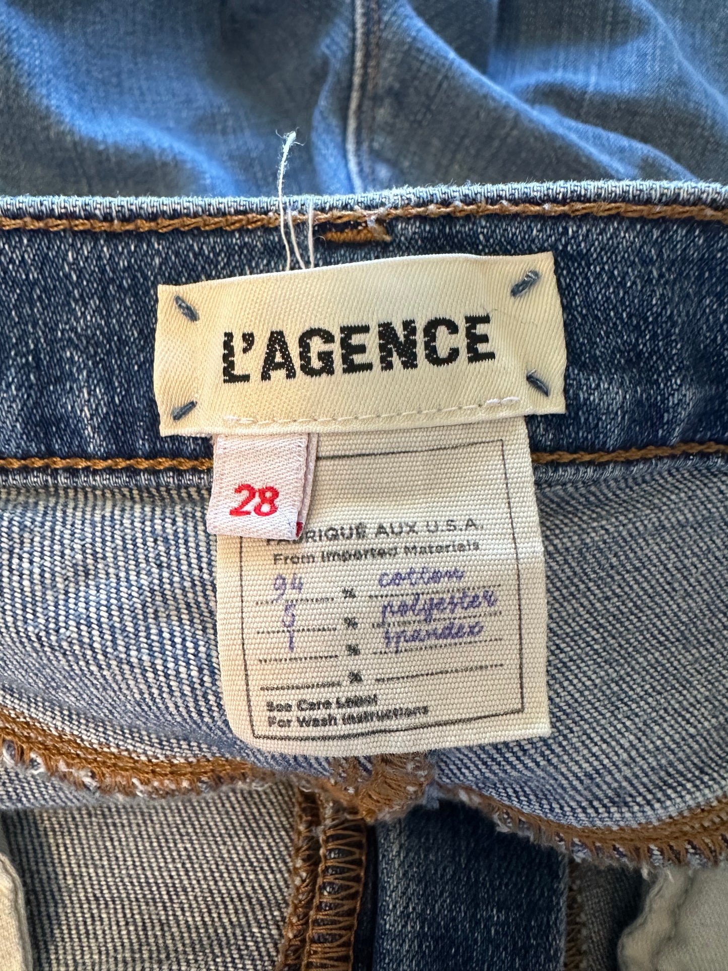 L'AGENCE Classic Blue Straight Leg Jeans | Size 28