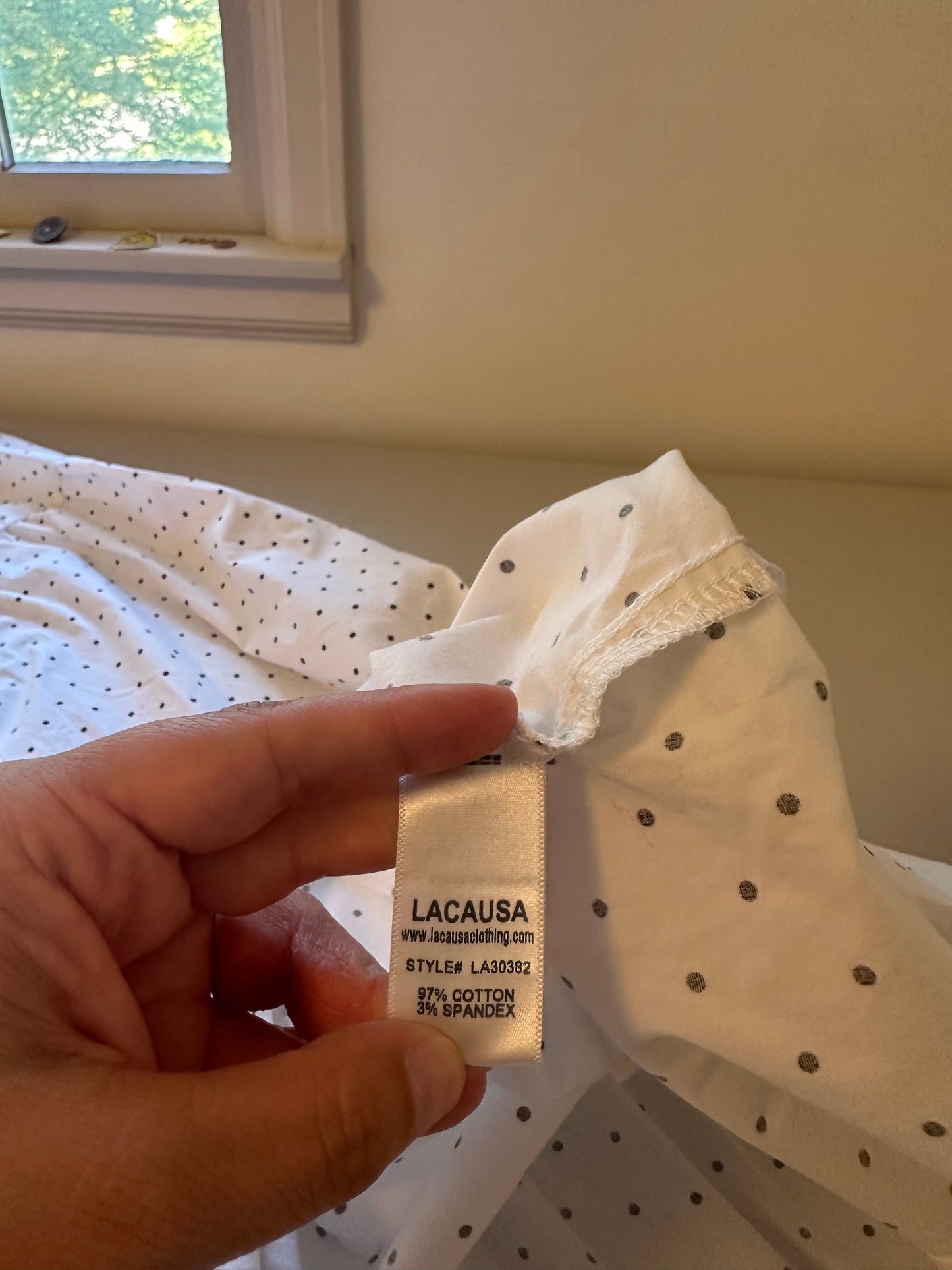 LACAUSA - Crosby Tiered Maxi Dress in White With Black Polka Dots | Size Small