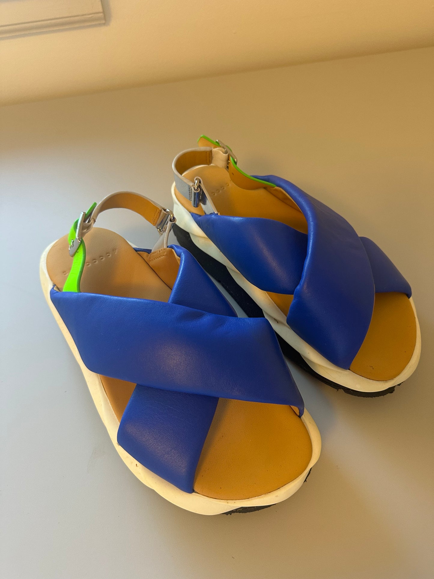 4CCCCEES Mellow Moa Platform Slingback Sandal in Blue | Size 39