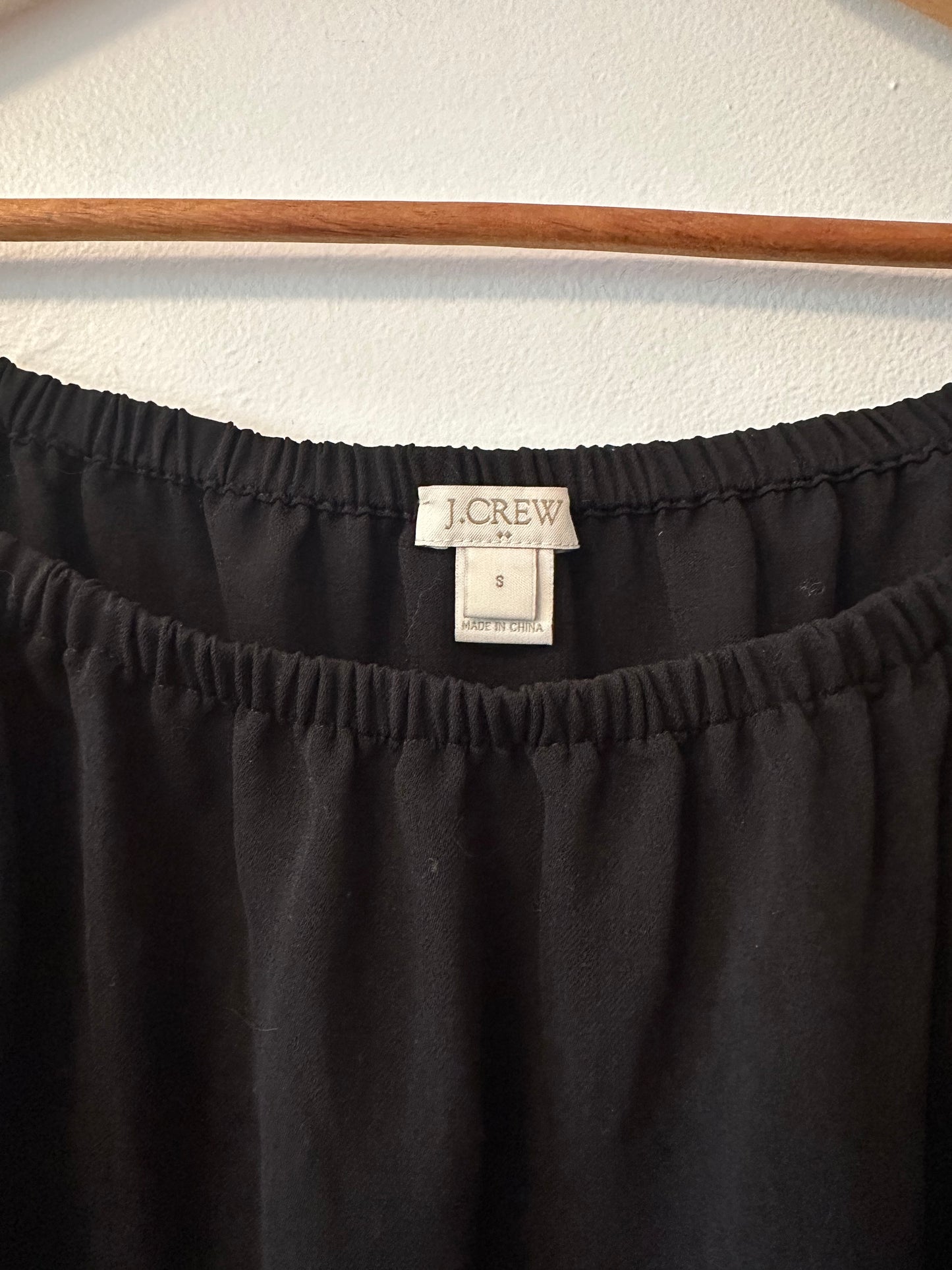 J. Crew Black Off-Shoulder Blouse with Tie Sleeves | Size Small