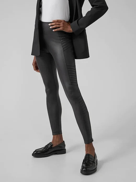Athleta Delancey Gleam Moto Tight Black Leggings | Size Small