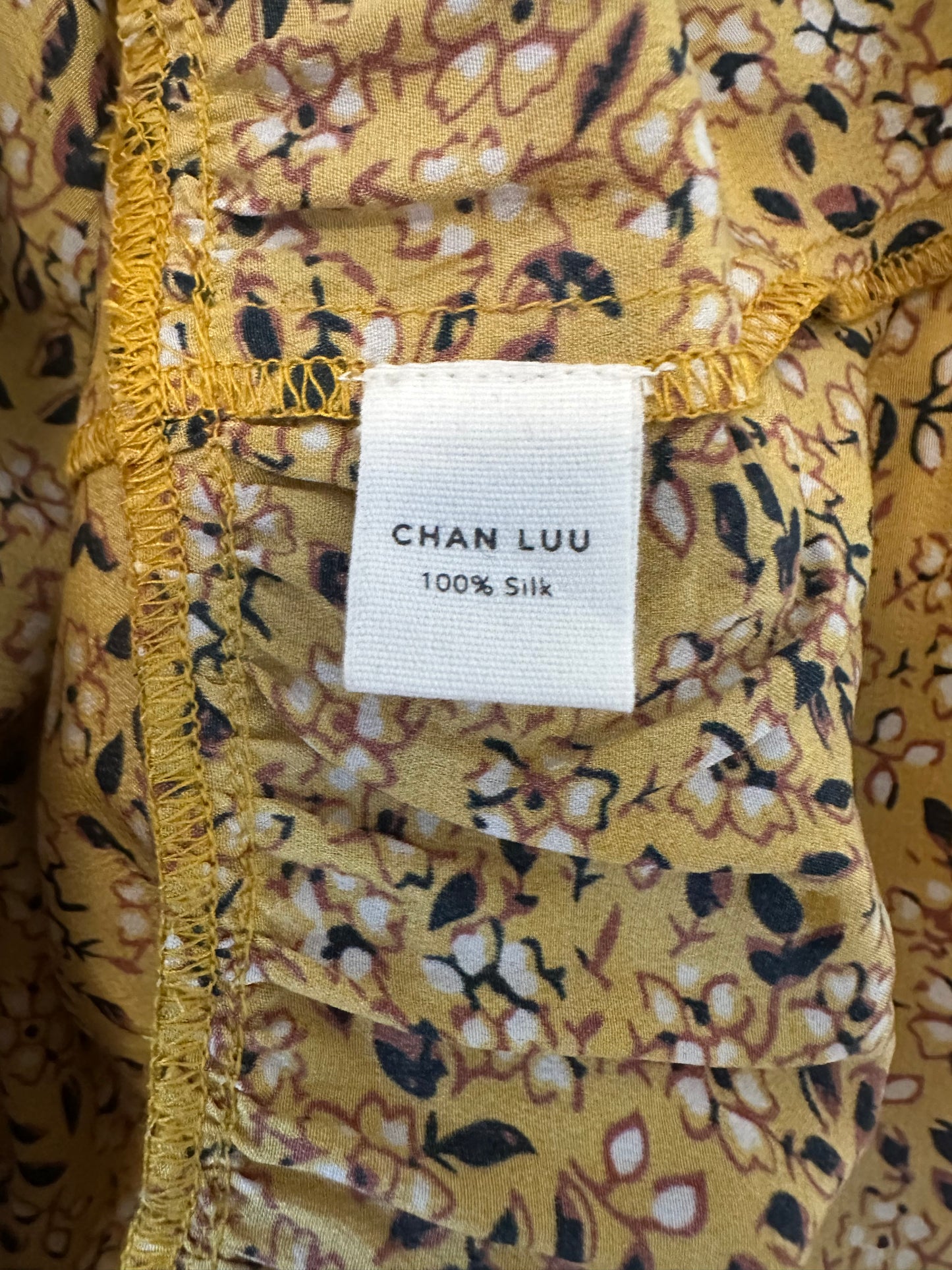 Chan Luu Floral Yellow Silk Blouse - Size Small