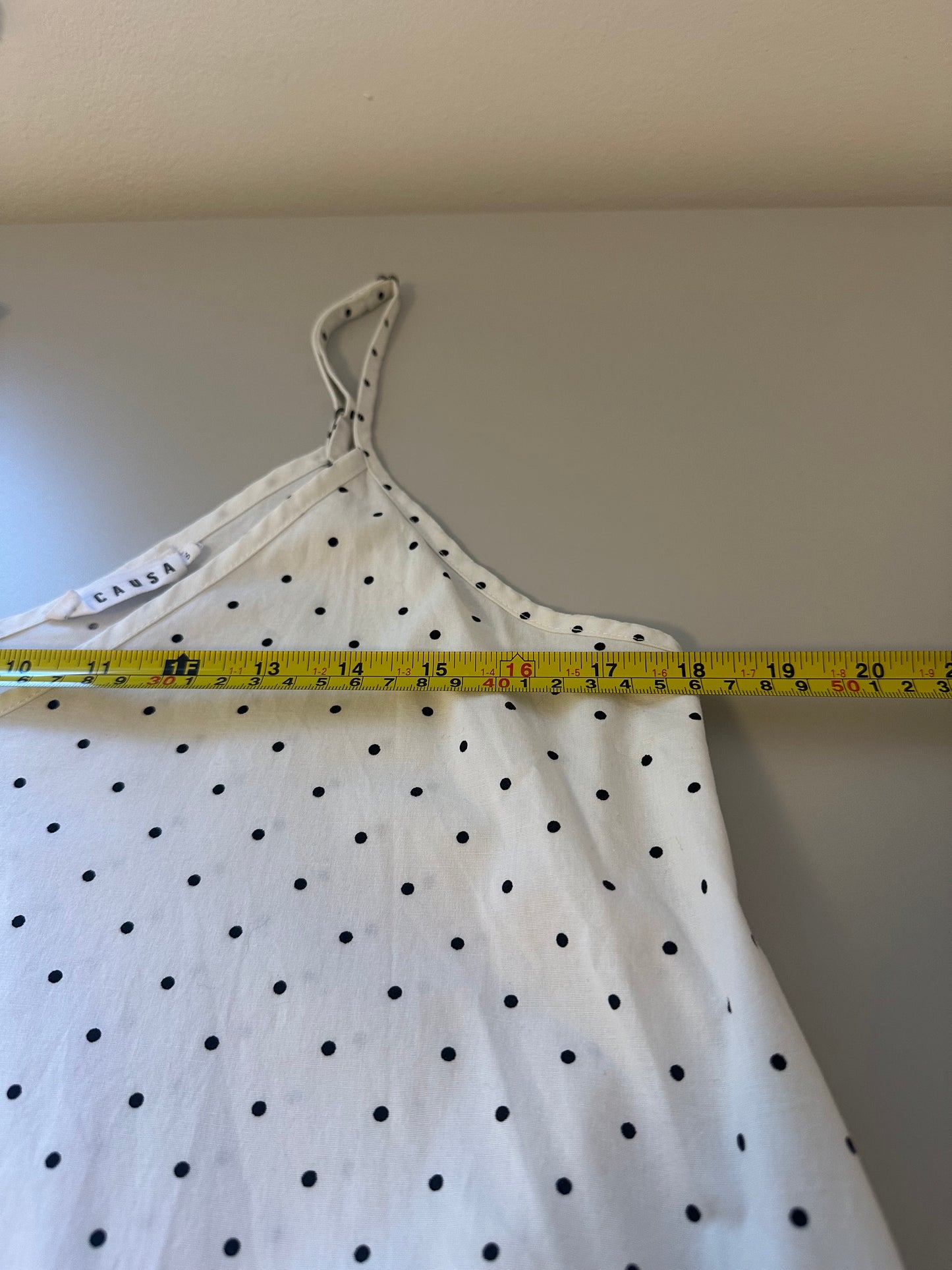 LACAUSA - Crosby Tiered Maxi Dress in White With Black Polka Dots | Size Small