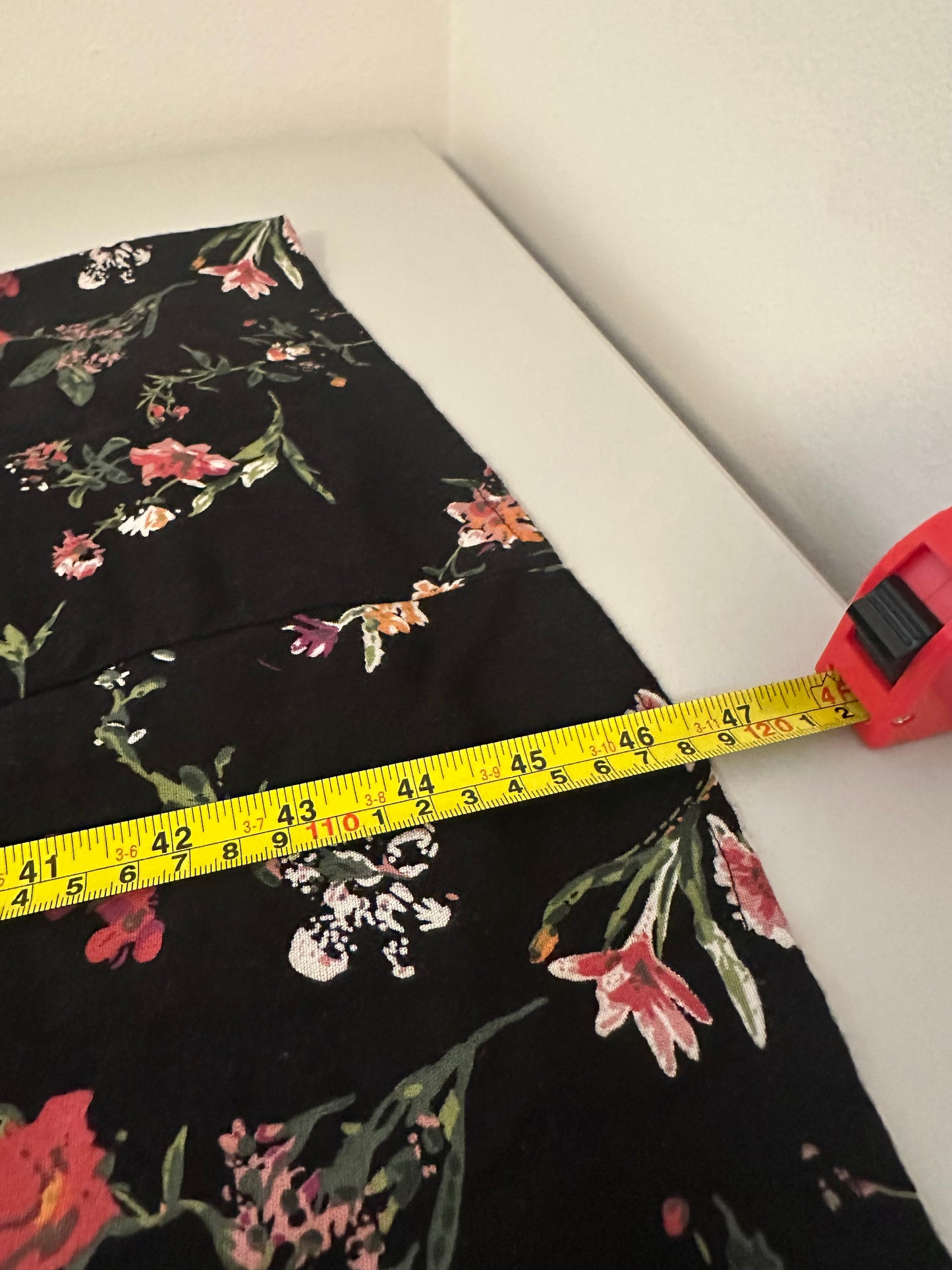 Maeve - Black V-Neck Dress with Pink Floral Embroidery | Size XS